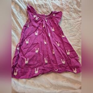 Baby Gap Dress 100% Cotton 6-12 Months Purple & White Bunnies Easter Dress